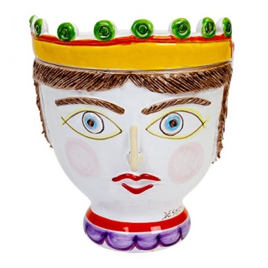 Paladin's Head sicilian ceramic vase de simone pottery TP185 Paladin's Head sicilian ceramic vase de simone pottery TP185